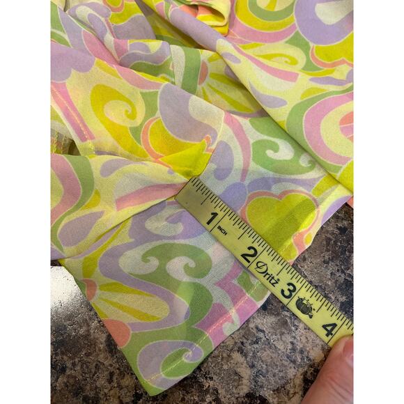 Beach Riot Yellow Pink Romper Cover Up Medium Tie Front V Neck - Picture 11 of 12